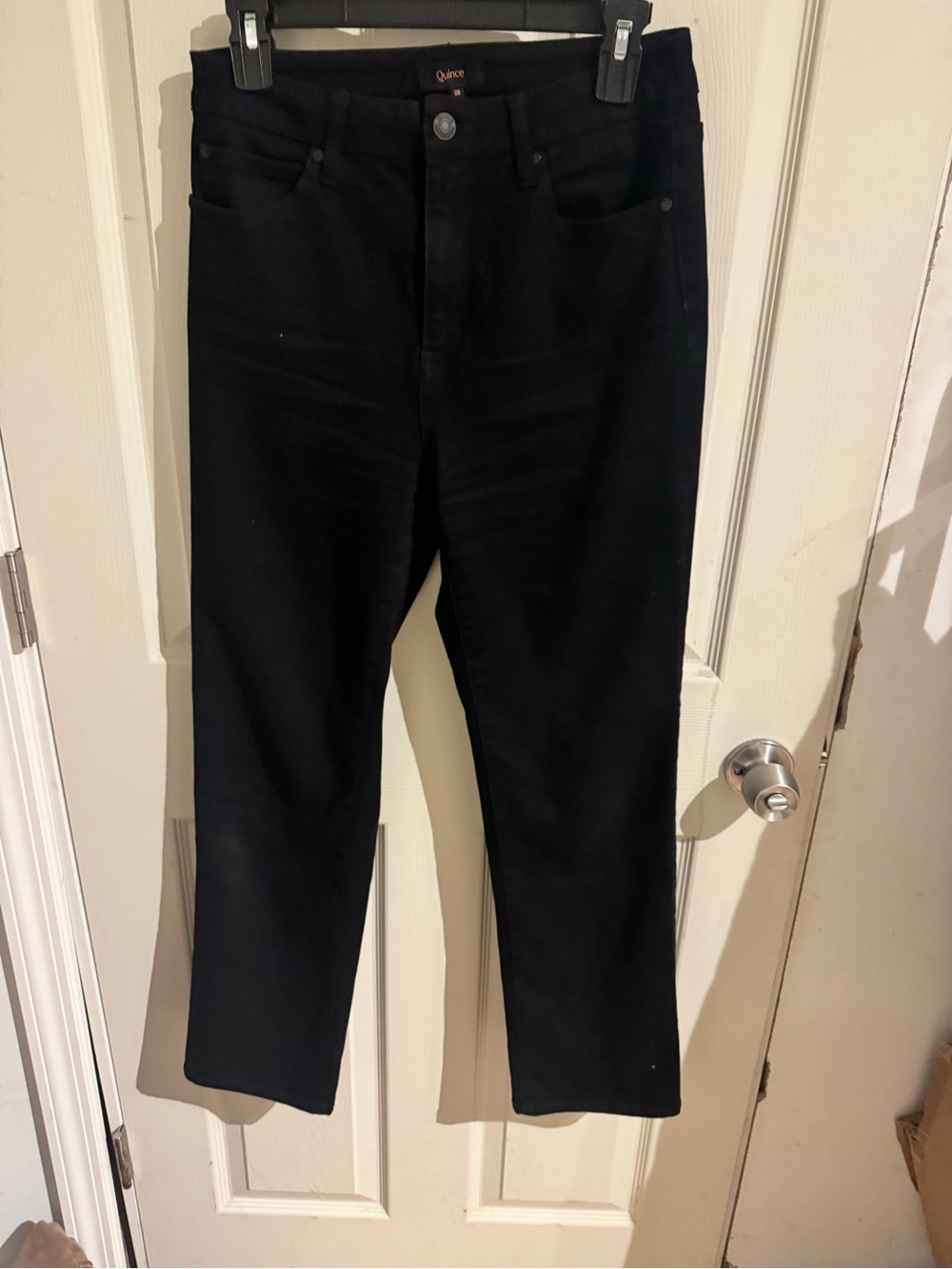 Quince Stretch High Rise Straight Jeans Black Women’s Sz 28